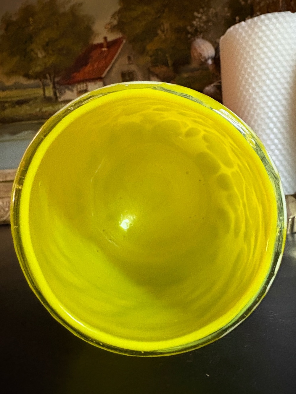 Set of 4 Yellow & White Confetti/Splatter Hand Blown Art Glass Tumblers 12oz Mex - Picture 3 of 7